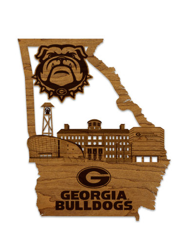 wood lazer cut UGA wall hanger 