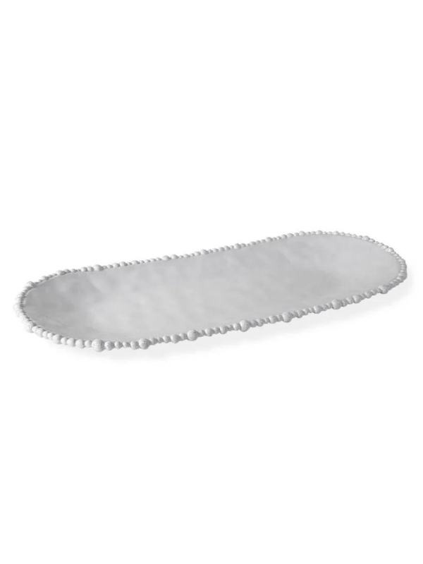 VIDA Alegria Large Oval Platter white luxury melamine beaded detail 