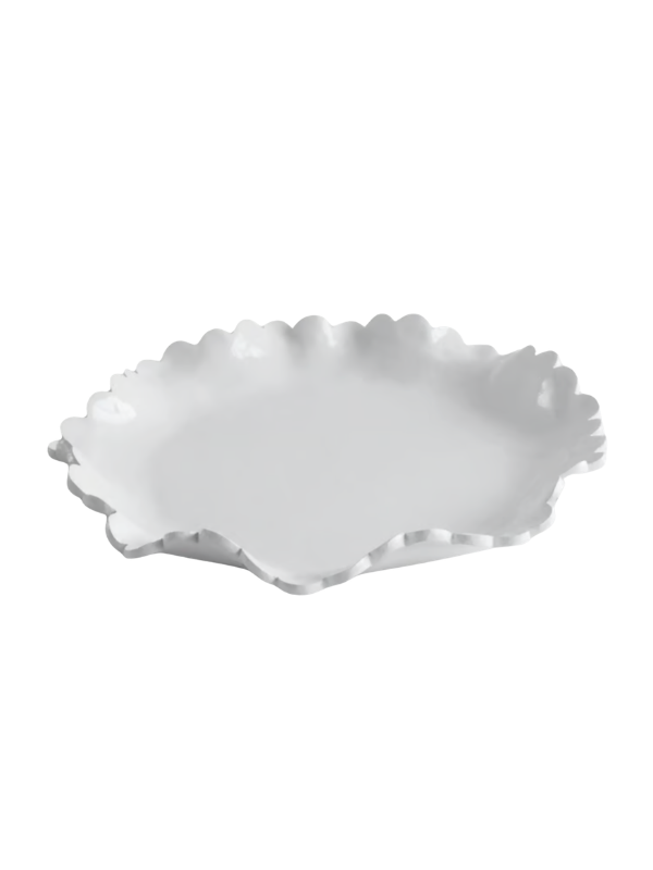 VIDA Colette Round Platter in White By Beatriz Ball chic classy serveware ruffle detail design