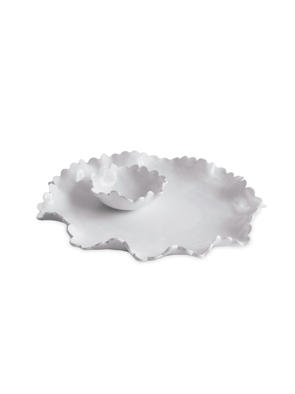 white Melamine Chip and dip platter
