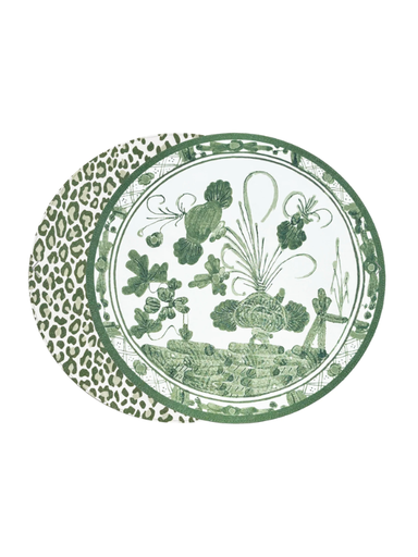 VIDA Faenza and Cheetah Reversible Round Placemats - Set of 4 decorative chic home decor tableware
