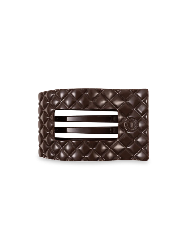 Truly Taupe Quilted Small Flat Rectangle Hair Clip