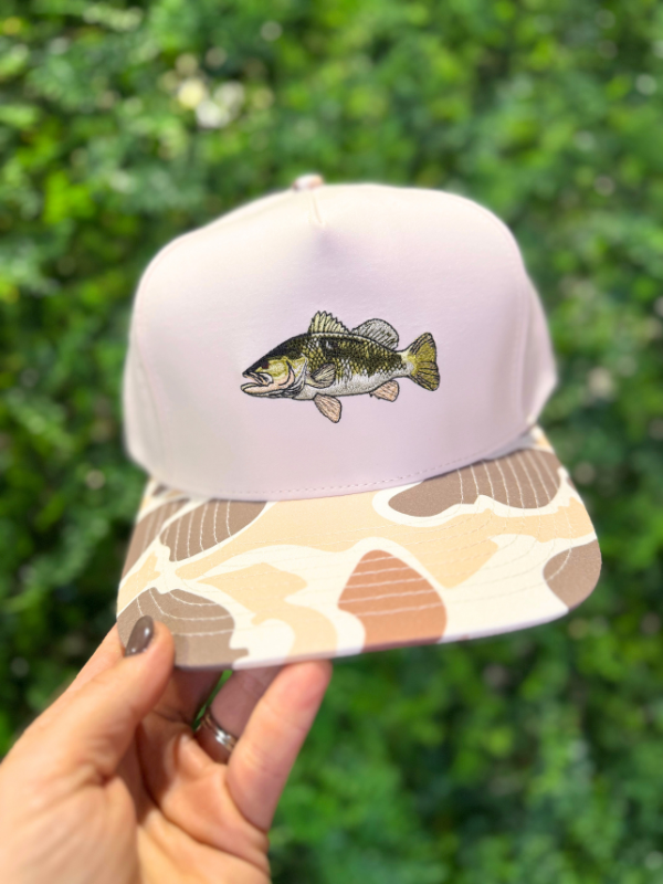 Fish Embroidered Camo Hat