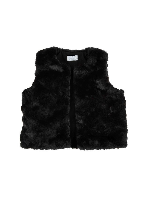 Girls' Black Fur Vest By Mudpie