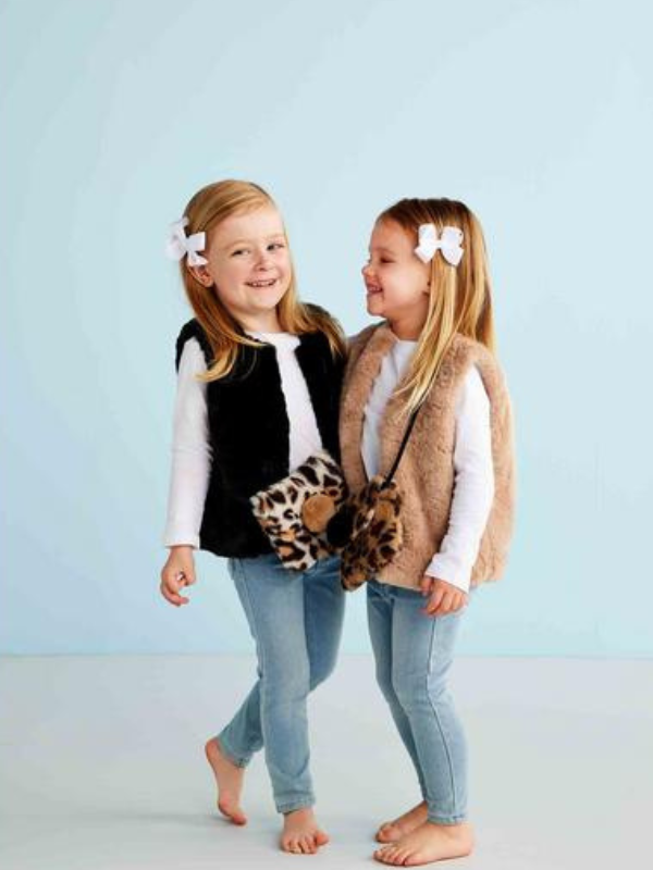 Girls' Black Fur Vest By Mudpie