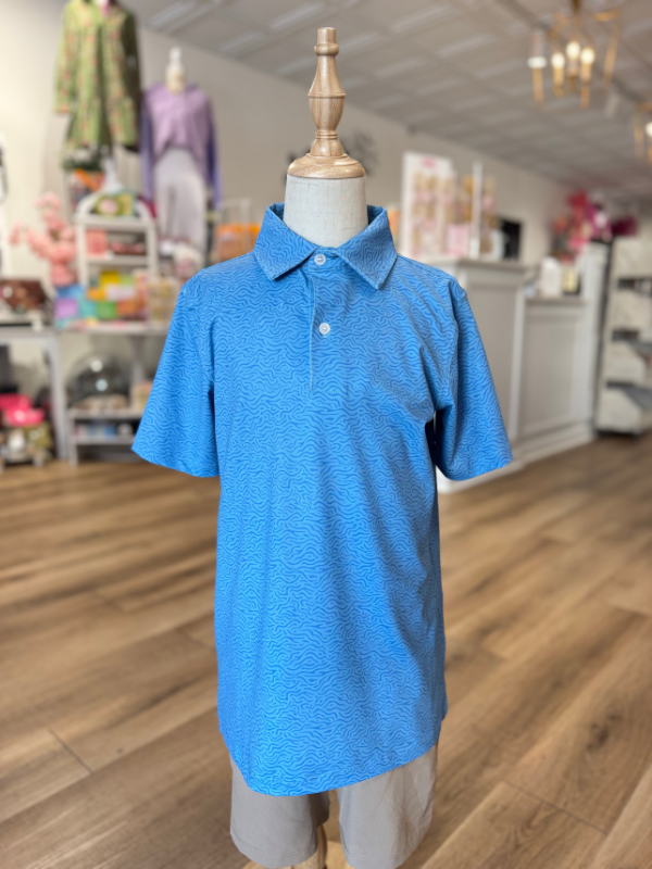 Light Blue Topo YOUTH Polo by Meripex