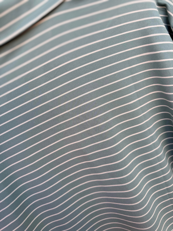 Horizen Stripe Performance Polo in Duck Green & Sandstone By Southern Point Co.