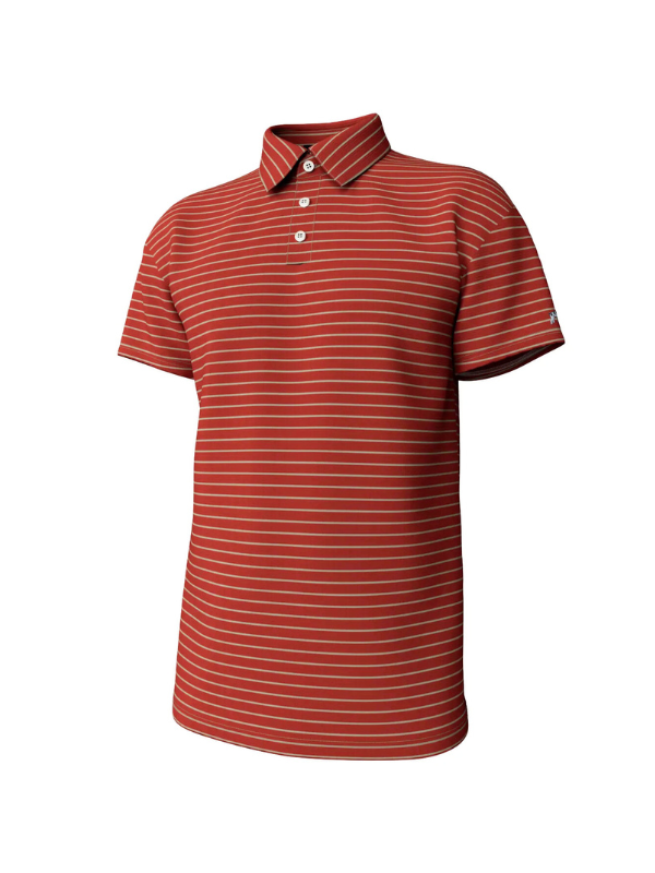 Horizon Stripe Performance Polo in Chilli Oil/Laurel Oak By Southern Point Co.