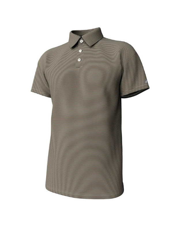 Hinton Stripe Polo in Gunsmoke & Moon Mist By Southern Point Co.