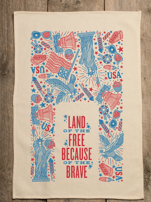 Land Of The Free Because Of The Brave Tea Towel
