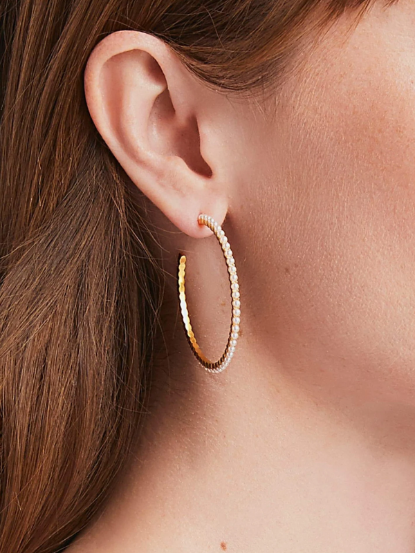 Pearl Juliet Gold Hoops by Julie Vos