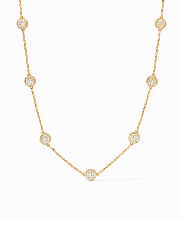 Pave Cubic Zirconia Windsor Delicate Station Necklace by Julie Vos