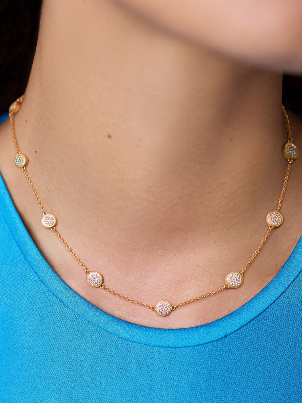 Pave Cubic Zirconia Windsor Delicate Station Necklace by Julie Vos