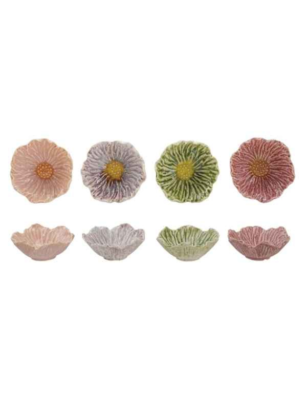 Spring Flower Stoneware Trinket Bowls