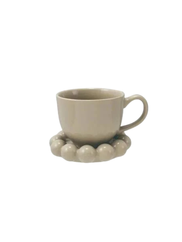 Stoneware Mug With Bubble Saucer
