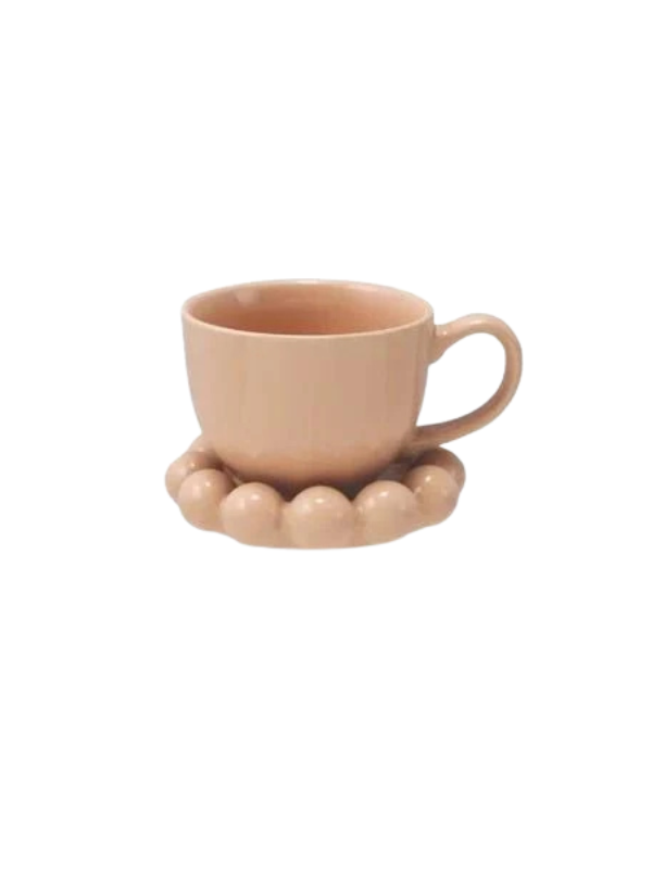 Stoneware Mug With Bubble Saucer
