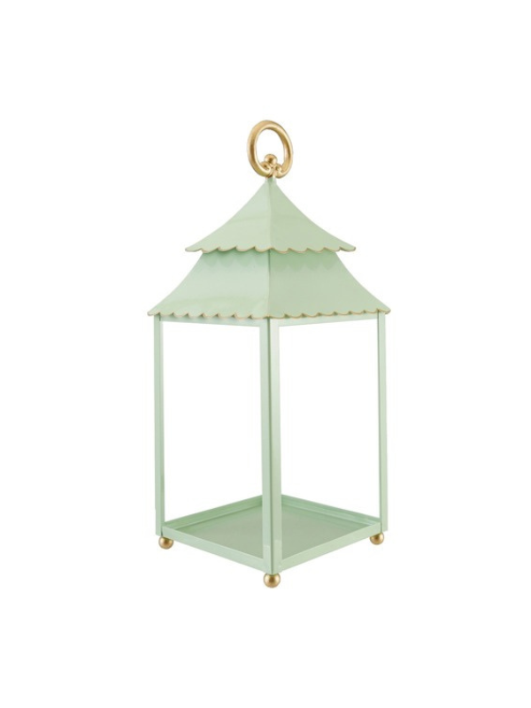 Metal Scalloped Lantern in Mint