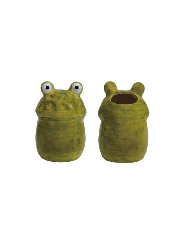 Hand Painted Stoneware Frog