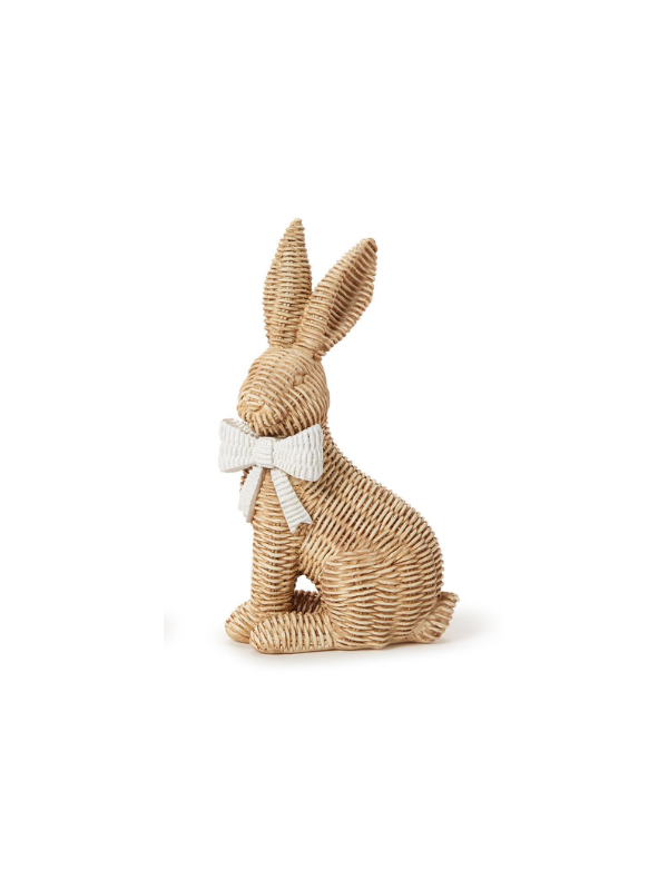 Wicker Weave Pattern Easter Bunny with Bow