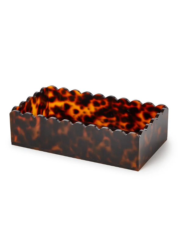 Tortoise Print Scalloped Edge Acrylic Guest Napkin Holder