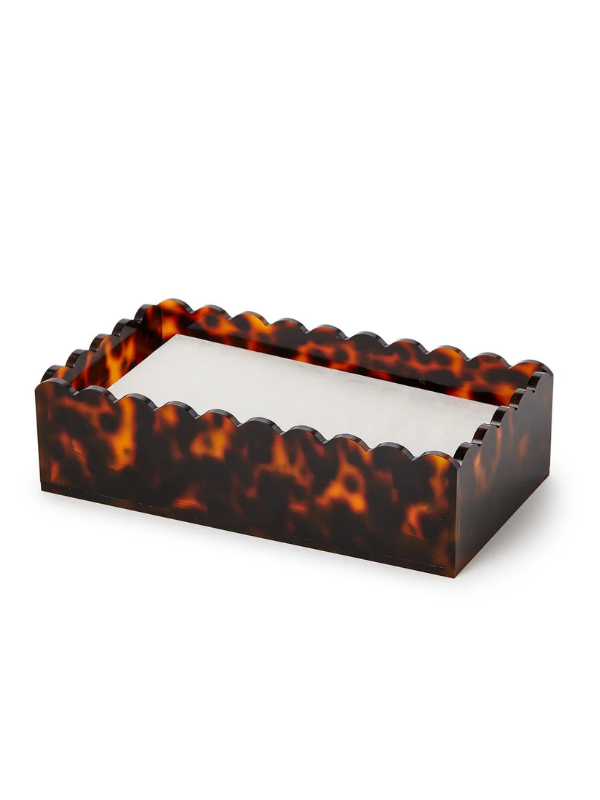Tortoise Print Scalloped Edge Acrylic Guest Napkin Holder