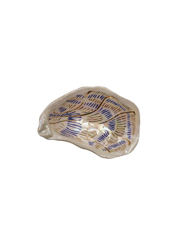 Ceramic Oyster Dish With Gold Accents