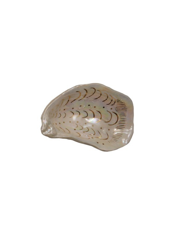 Ceramic Oyster Dish With Gold Accents