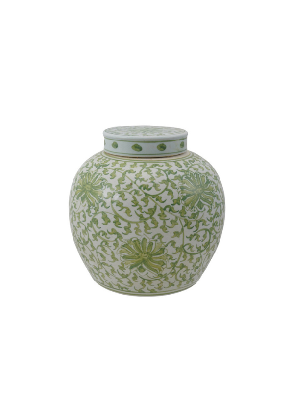 Stoneware Ginger Jar With Floral Pattern