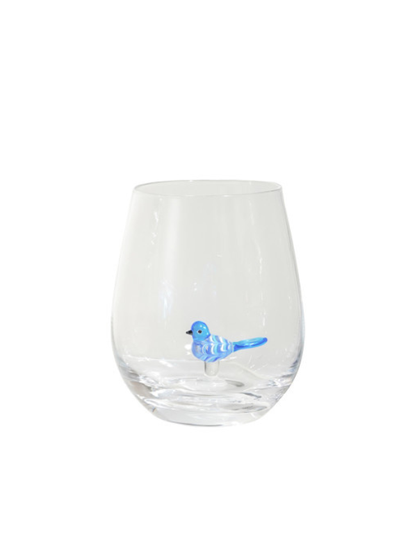 Stemless Wine Glass With Hand Blown Bird Inside