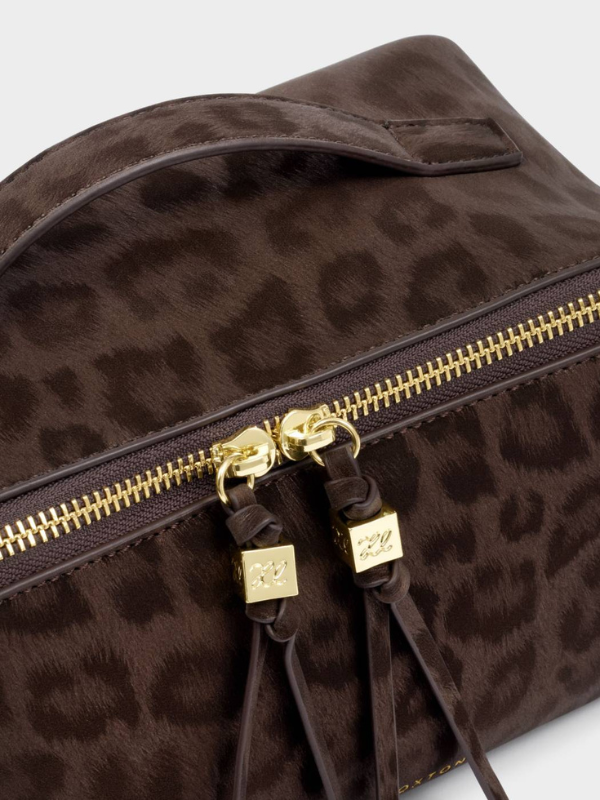 Soho Large Makeup & Toiletry Bag in Chocolate Leopard By Katie Loxton