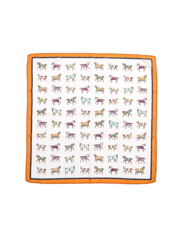 Horse Play Soft Square Scarf with Horse Design and Lace Edge