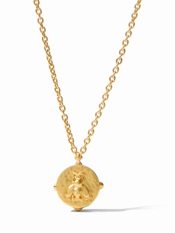 Iridescent Chalcedony Blue Honeybee Solitaire Necklace