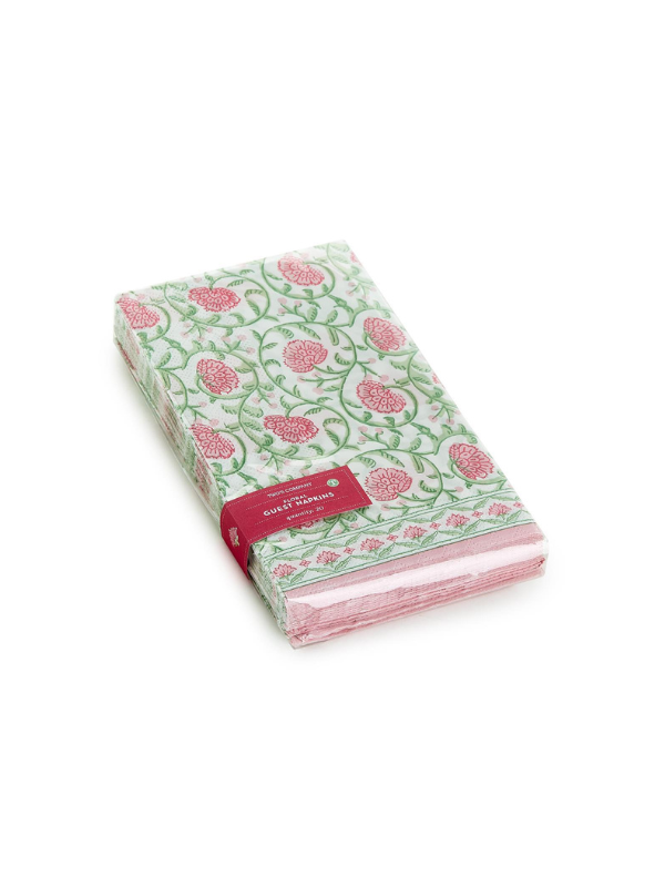 Floral Block Print 3-Ply Paper Dinner Napkin / Guest Towel