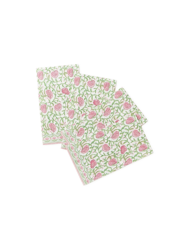 Floral Block Print 3-Ply Paper Dinner Napkin / Guest Towel