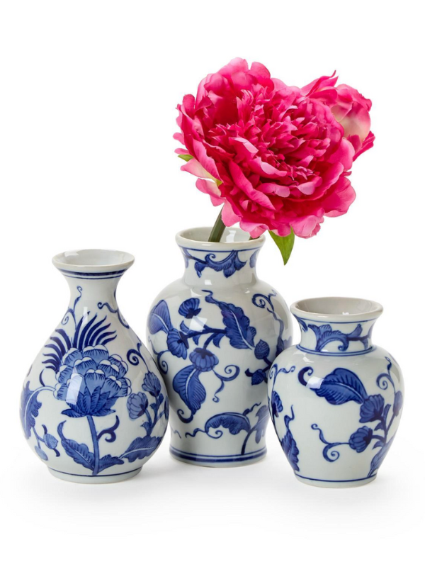 Blue and White Floral Chinoiserie Vases (3 Styles)