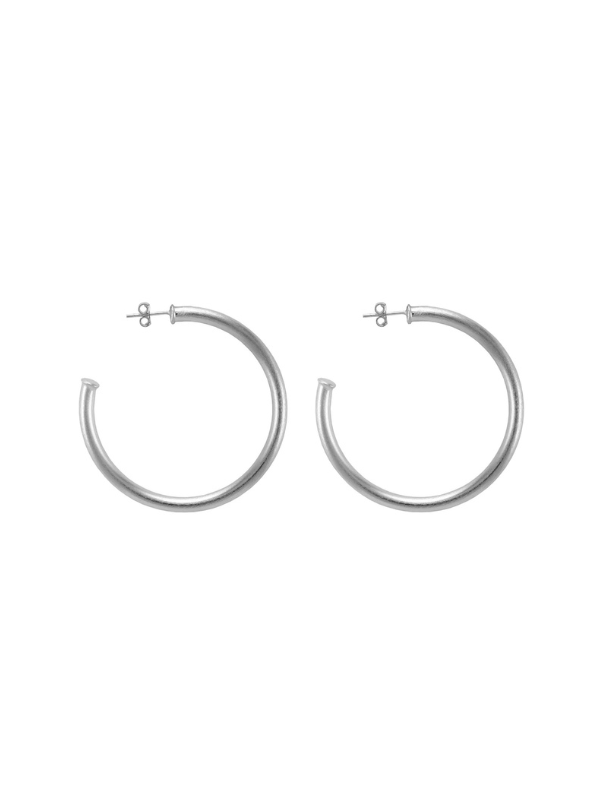 Small Silver Brushed Everybody's Favorite Hoops by Sheila Fajl