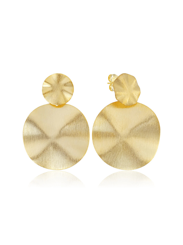 Isola Earrings in Brushed Gold by Sheila Fajl