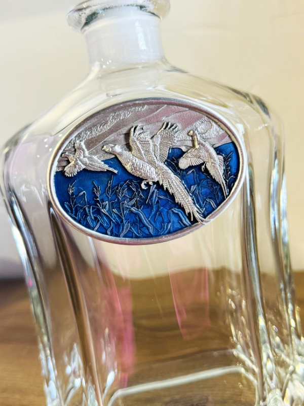 3 Pheasant Capitol Decanter in Enamel Blue