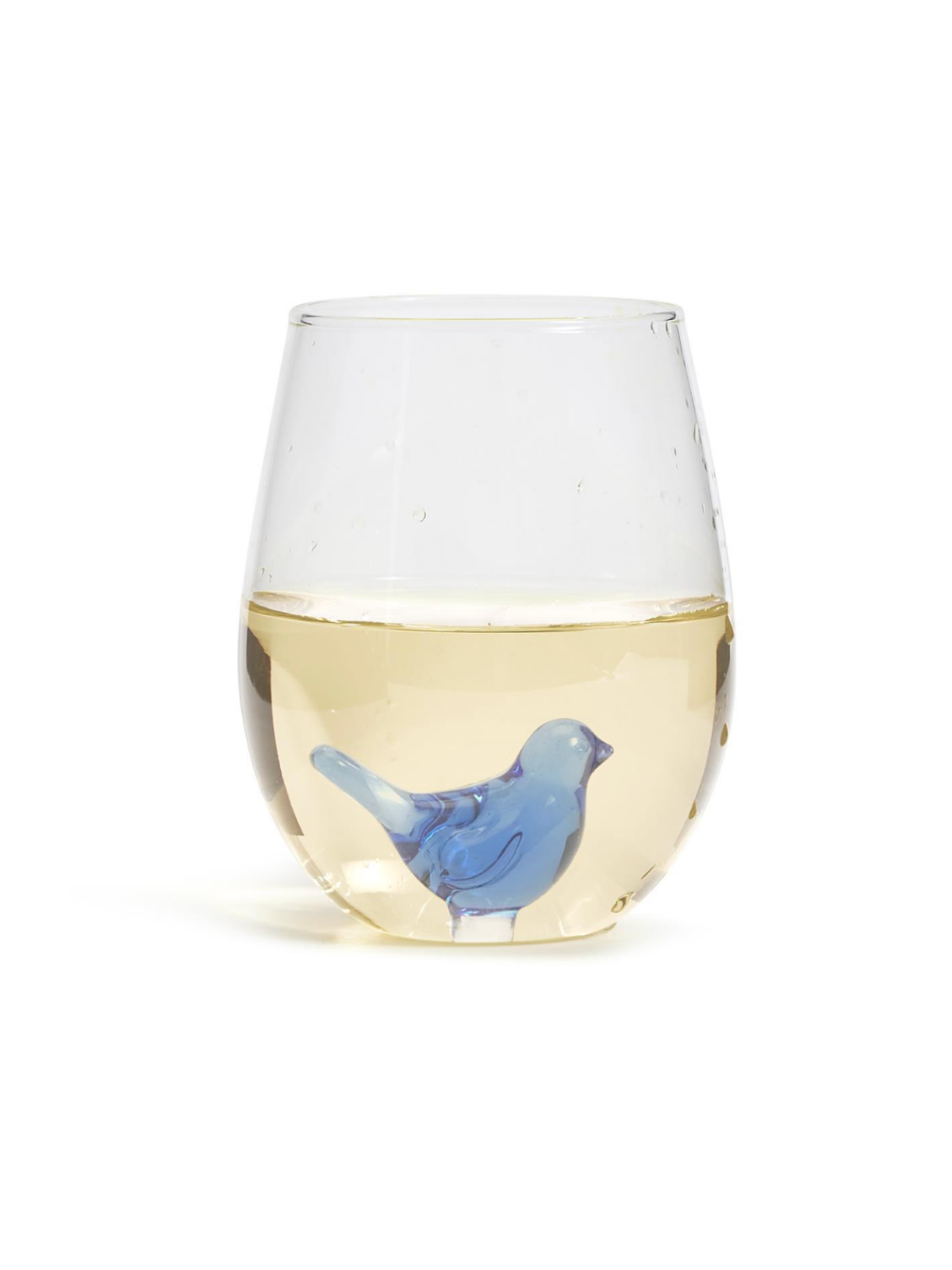 Blue Bird Stemless Wine Glass