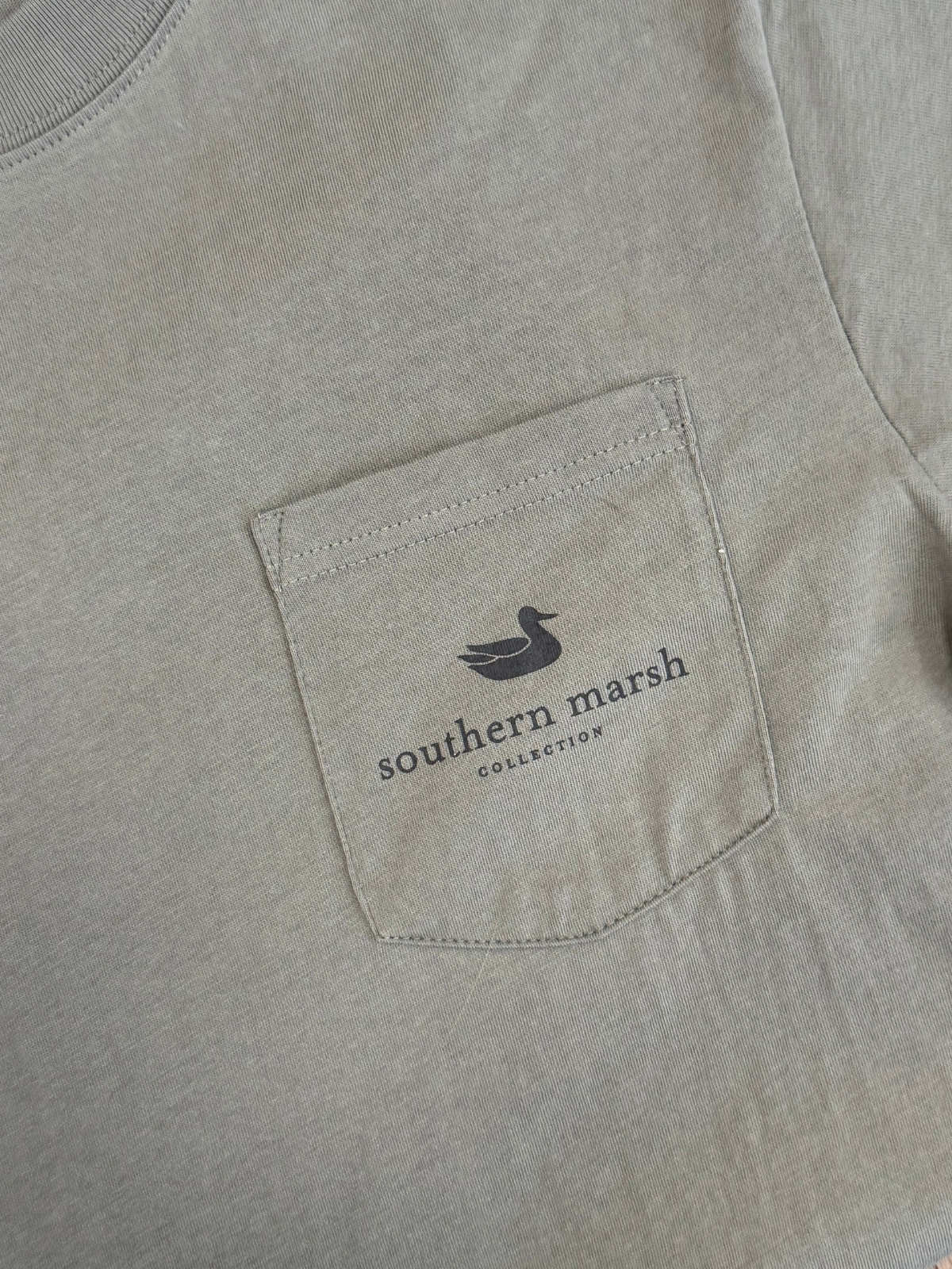 Duck Hotline Tee in Stonewall Olive By Southern Marsh