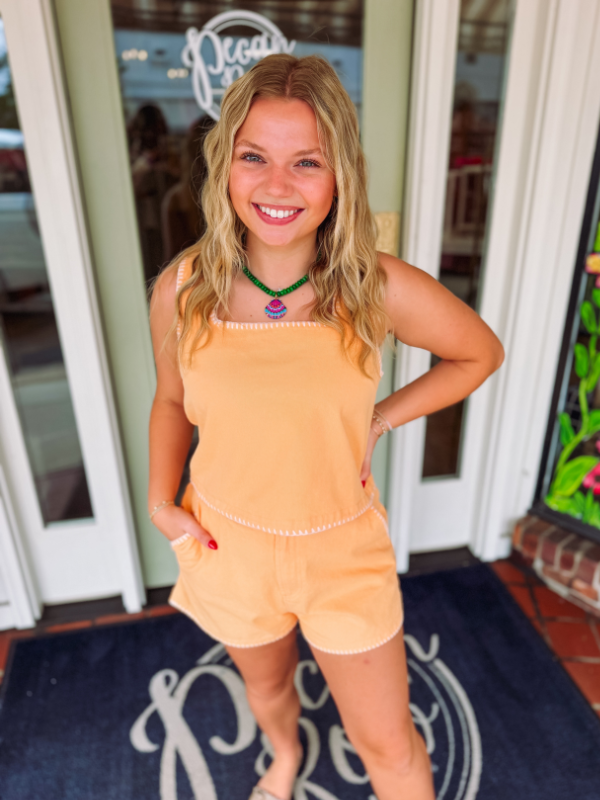 The Whipstitch Orange Denim Bottoms (S-L)