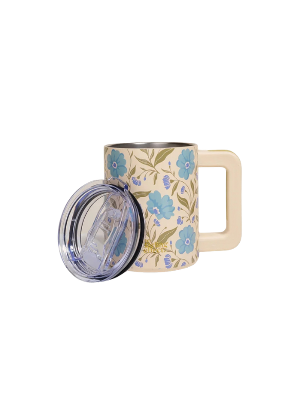 Poppin' Petals Aqua 14 oz Insulated Mug