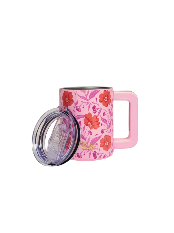 Poppin' Petals Hot Pink 14 oz Insulated Mug