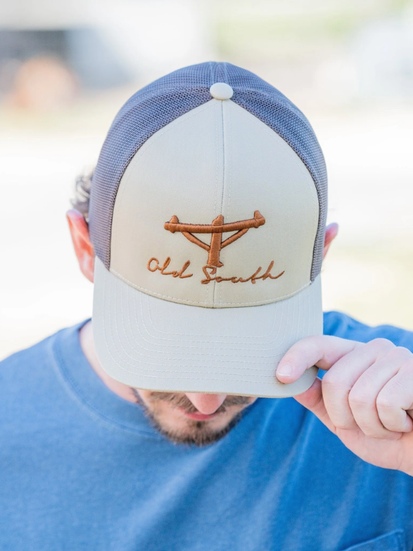Lineman Trucker Hat in Khaki/Brown by Old South