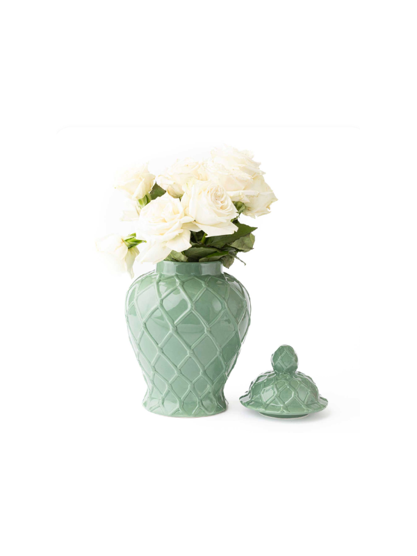 Green Small Textured Ginger Jar