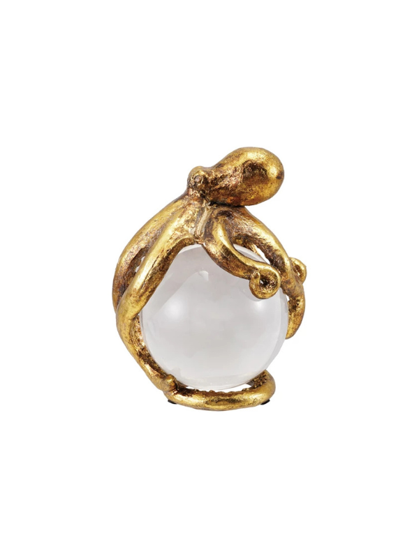 Resin Octopus on Glass Ball with Gold Leaf Finish