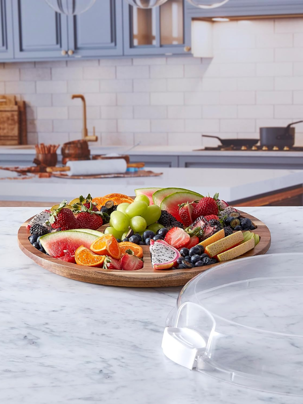 Round Make & Take Lazy Susan Acacia Charcuterie Board with Lid