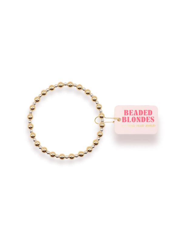 Extended Katy Gold Beaded Bracelet with Silver