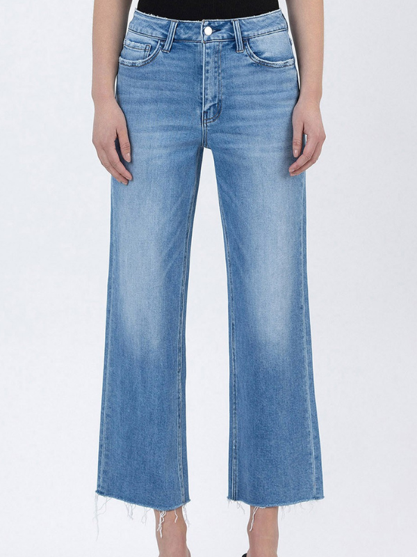 The Maddie High Rise Crop Slim Wide Jeans