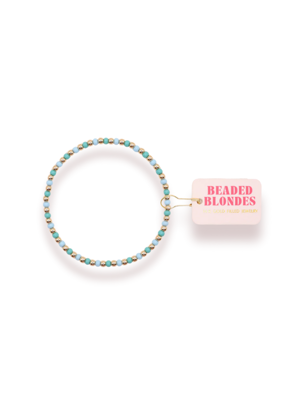 Extended Turquoise and Powder Blue Demi Beaded Bracelet